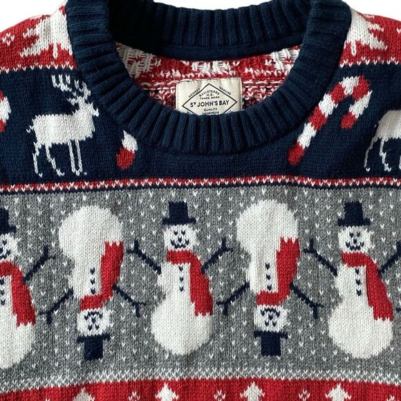 Vintage St John's Bay Snowman Christmas Sweater Fair Isle Ugly Sweater Small - Picture 2 of 5